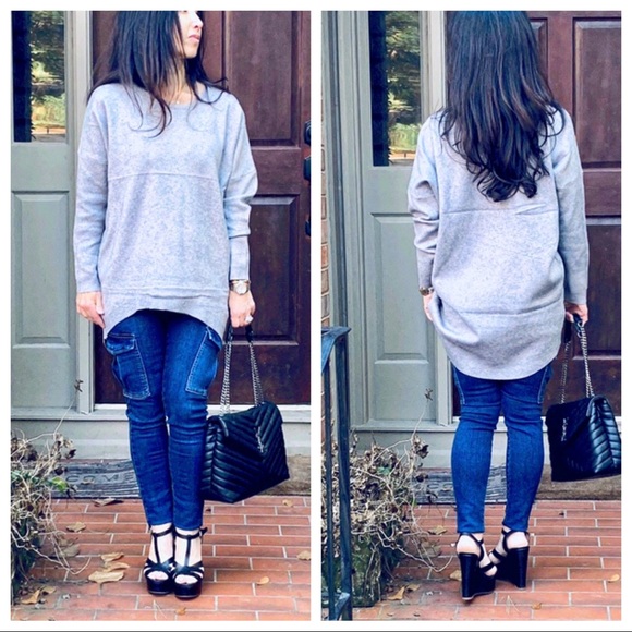 ✨LAST ONE ✨PARIS✨ Grey High/Low loose fit sweater - Picture 6 of 8
